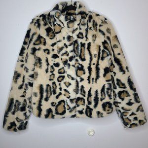Vero Moda Thea Leo Short Faux Fur Leopard Jacket (NWT)